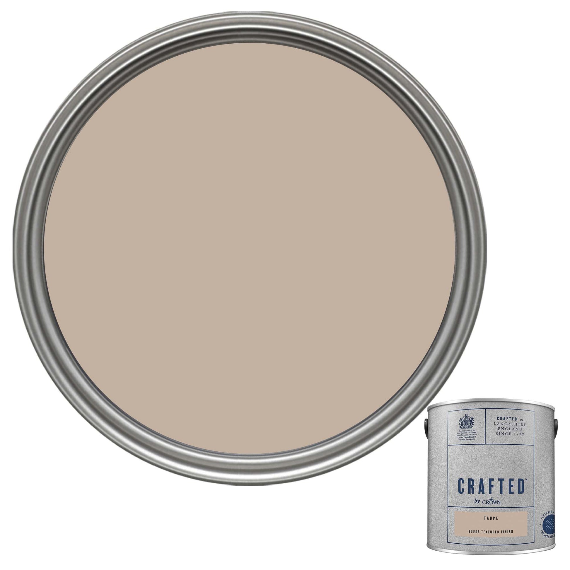 Crown Crafted Suede Textured Finish Paint - Taupe - 2.5 Litre