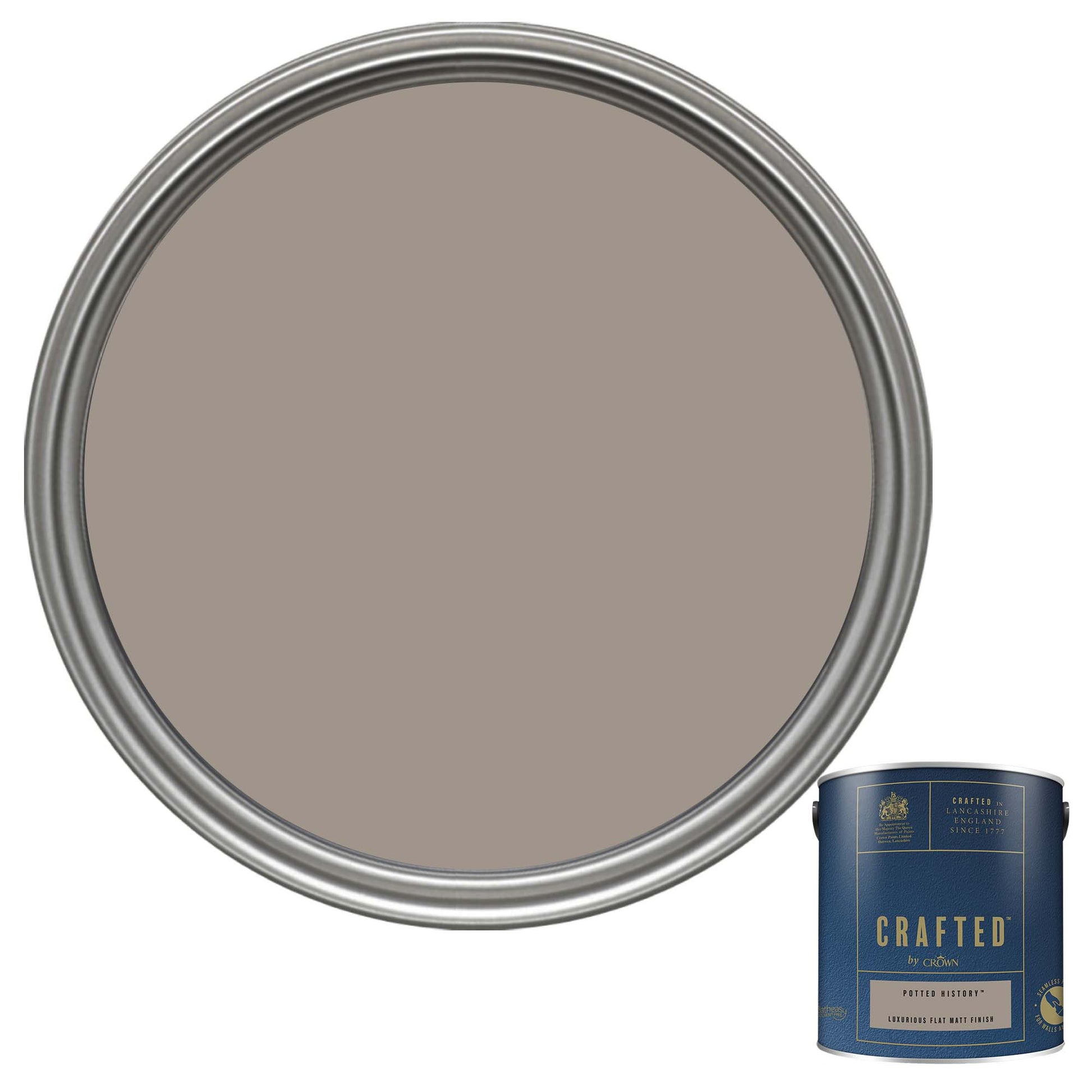 Crown Crafted Luxurious Flat Matt Finish Paint - Potted History - 2.5 Litre