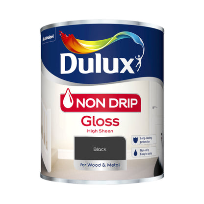 Dulux Non Drip Gloss Paint - Black -750ml