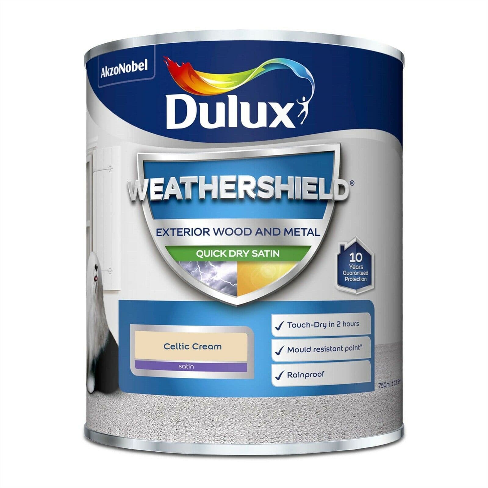 Dulux Weathershield Quick Dry Satin Paint - Celtic Cream - 750ml
