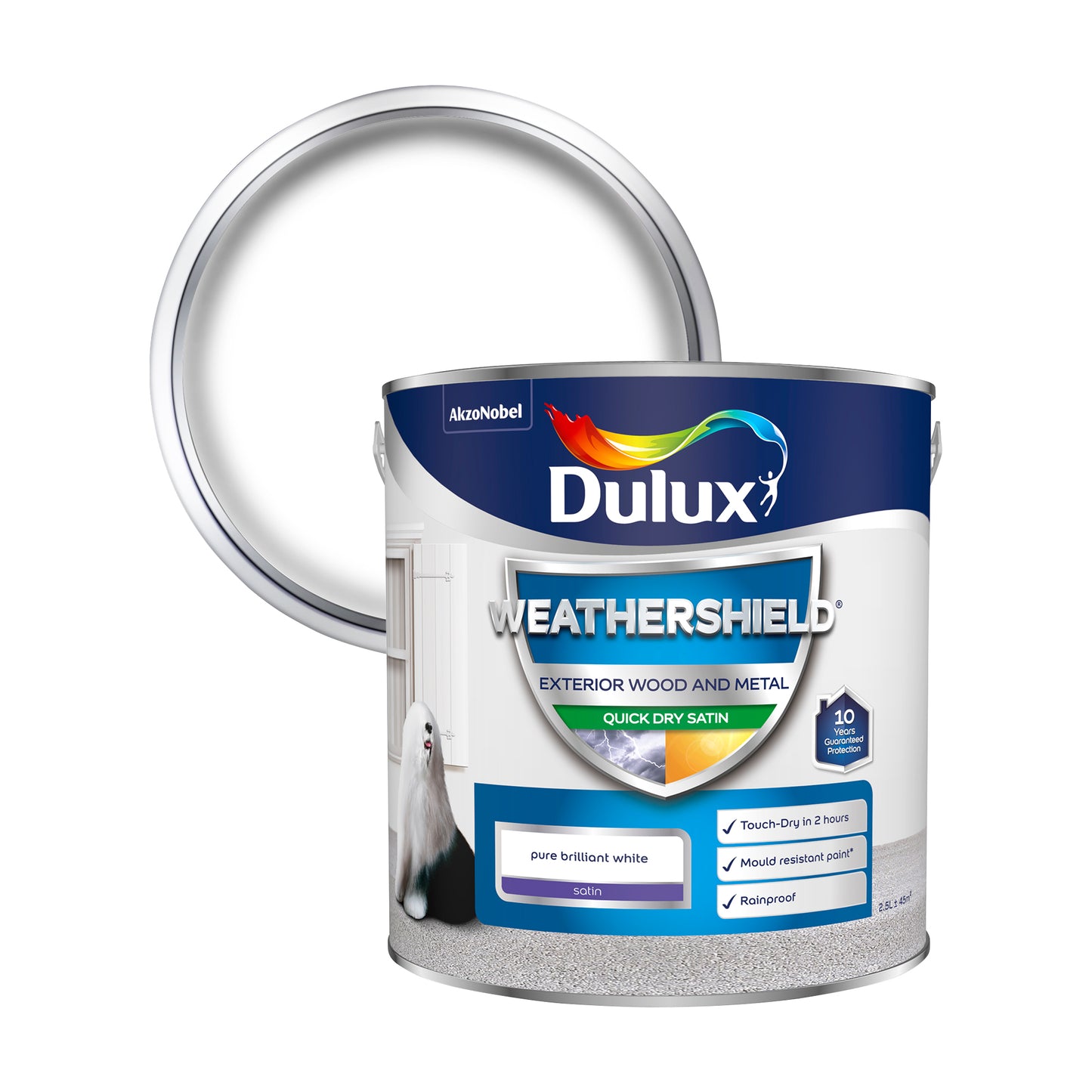 Dulux Weathershield Quick Dry Satin Paint - Pure Brilliant White