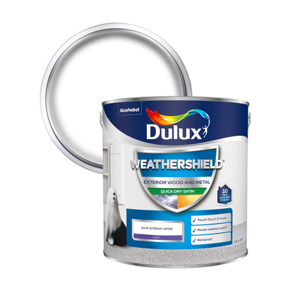 Dulux Weathershield Quick Dry Satin Paint - Pure Brilliant White