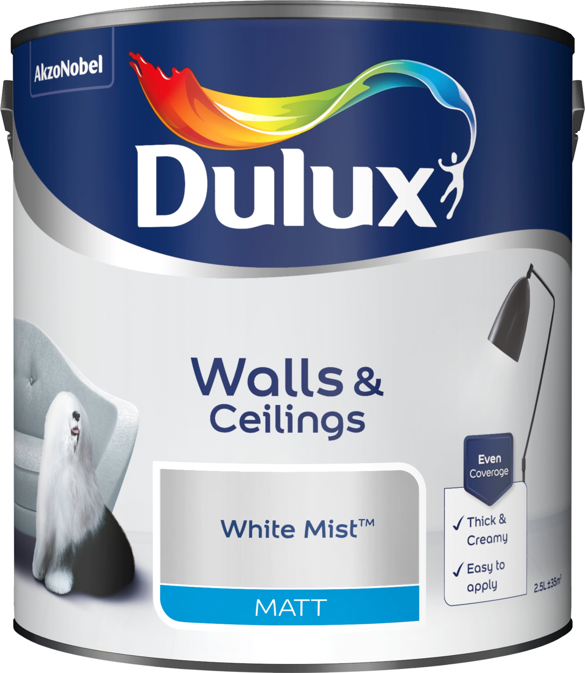 Dulux Matt Paint - White Mist - 2.5 Litre