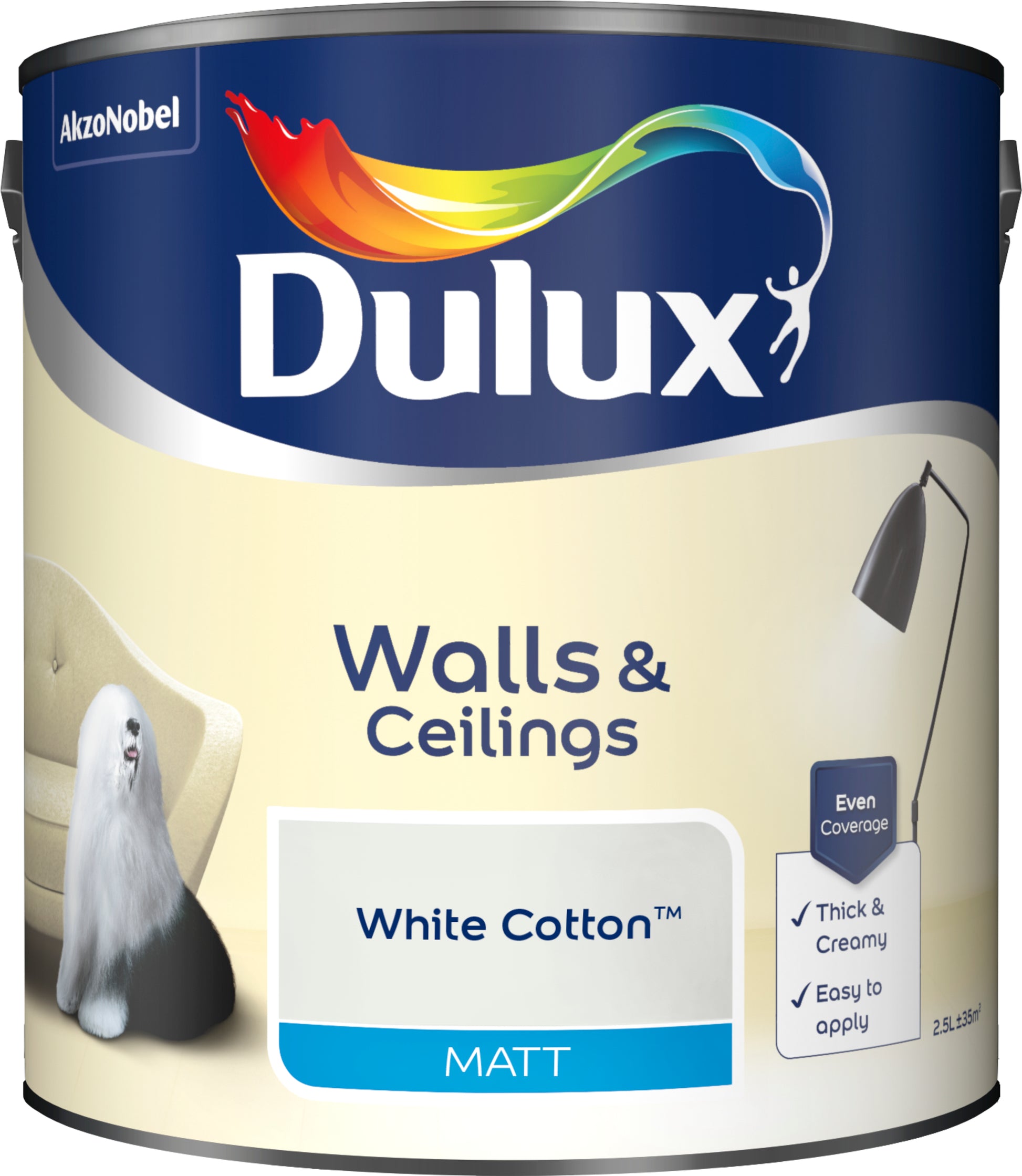 Dulux Matt Paint - White Cotton - 2.5 Litre