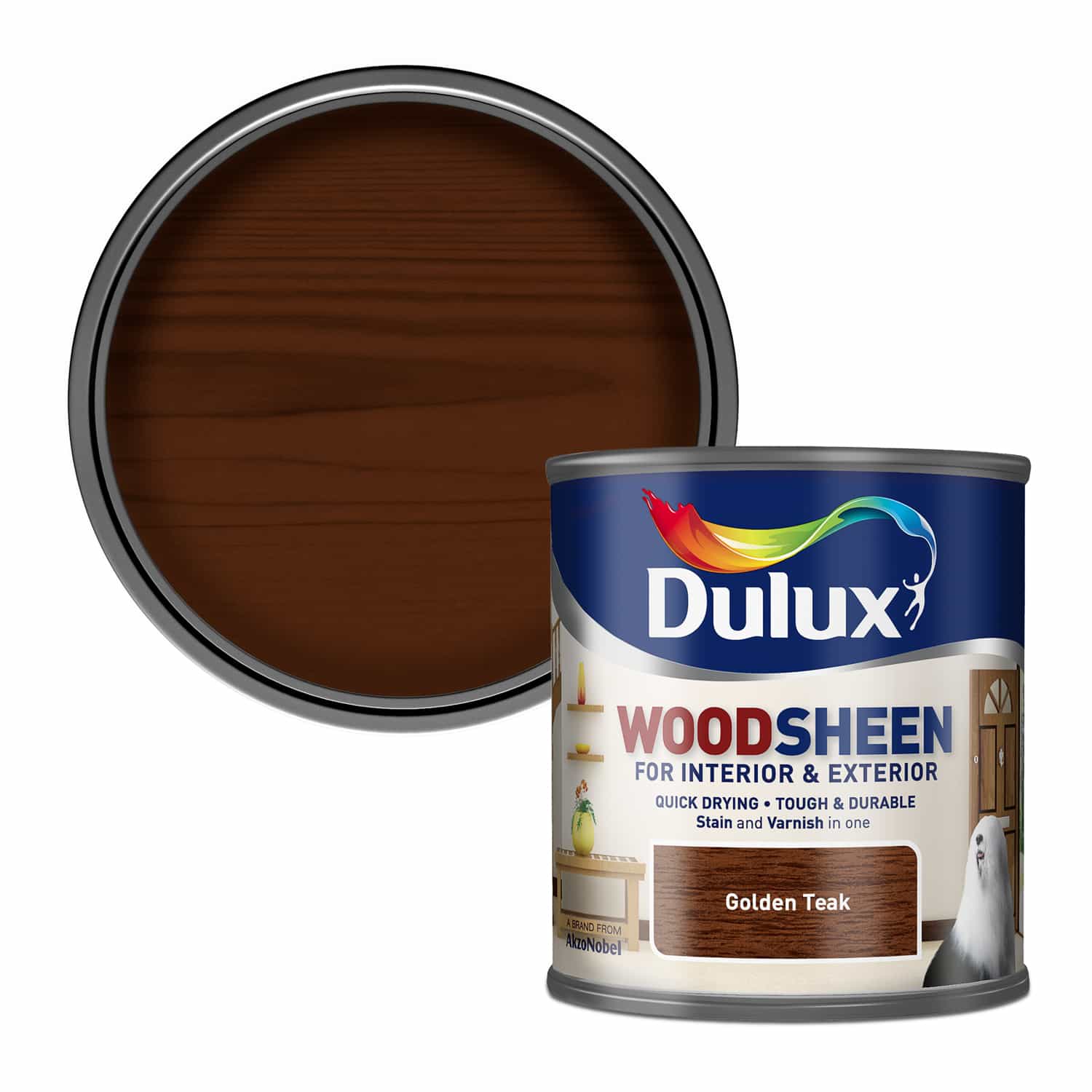 Dulux Interior and Exterior Water Based Woodsheen - Golden Teak - 250ml