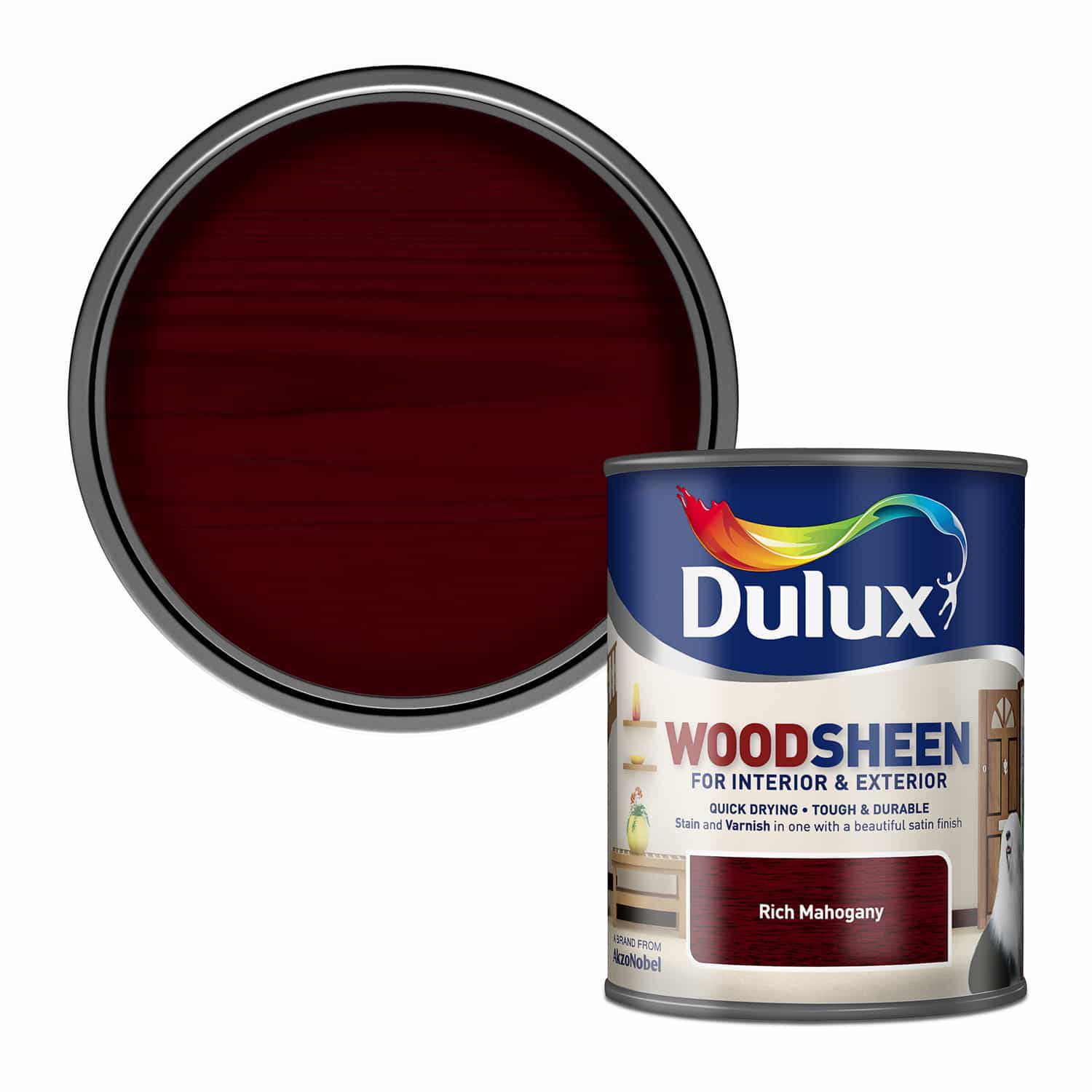 Dulux Interior and Exterior Water Based Woodsheen - Rich Mahogany - 750ml