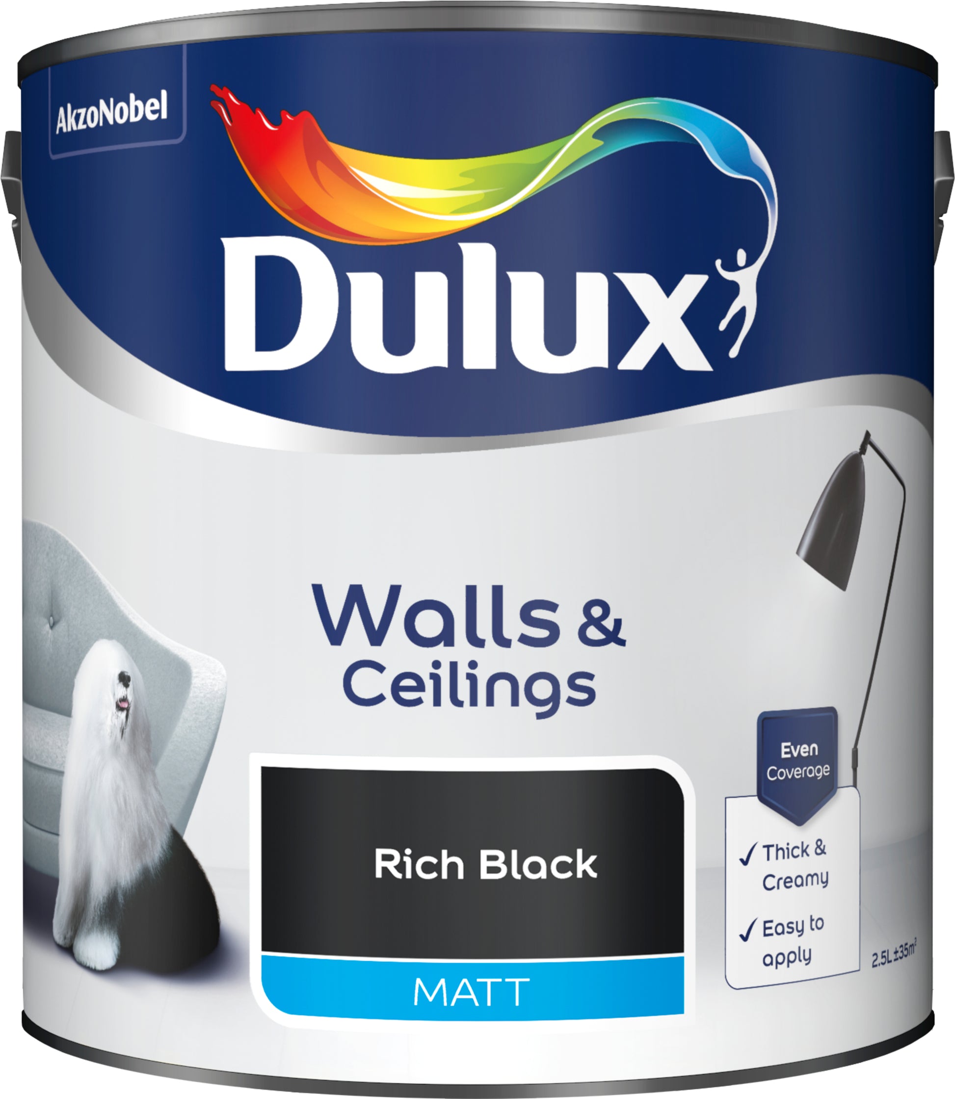 Dulux Matt Paint - Rich Black - 2.5 Litre