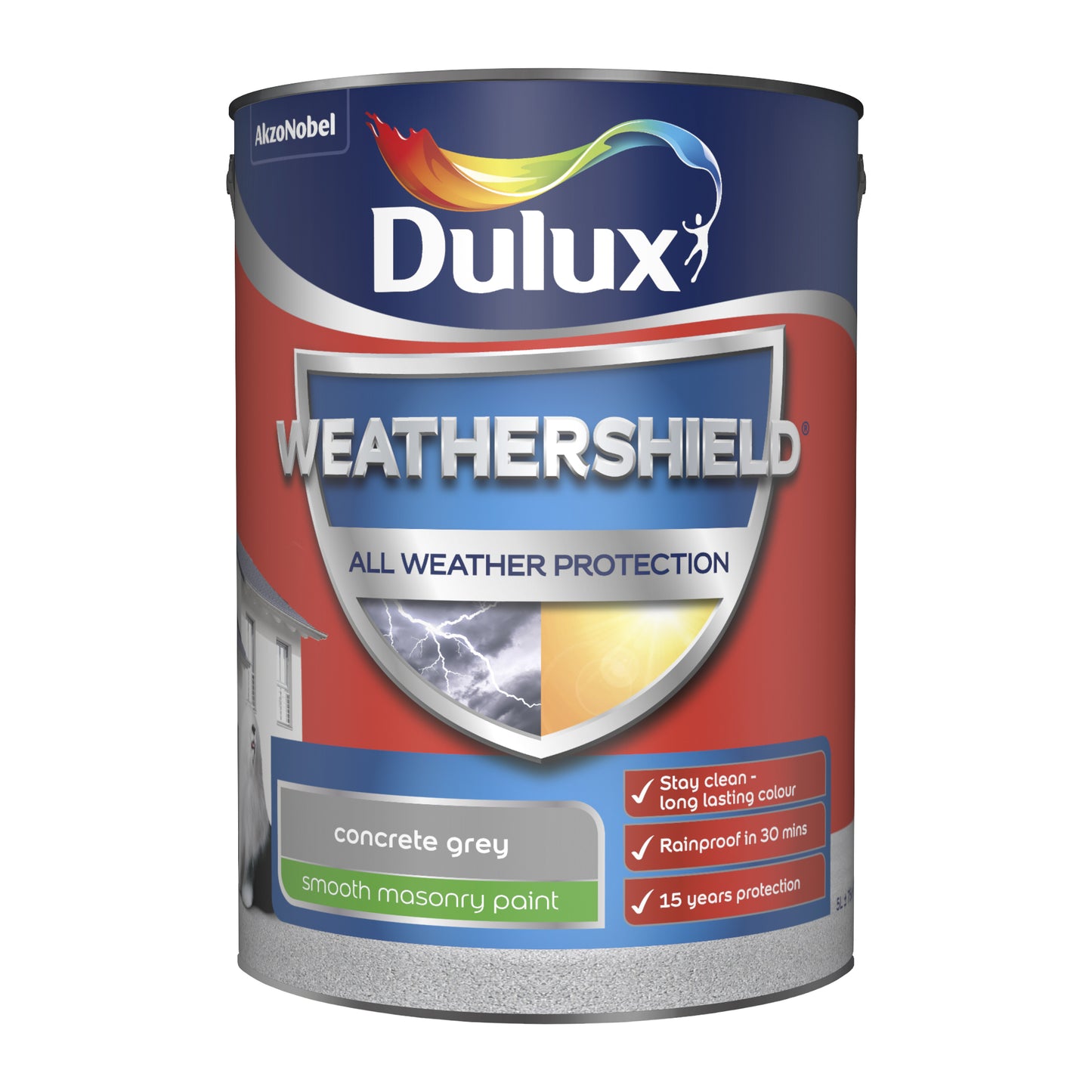 Dulux Weathershield All Weather Protection Smooth Masonry Paint - Concrete Grey - 250ml