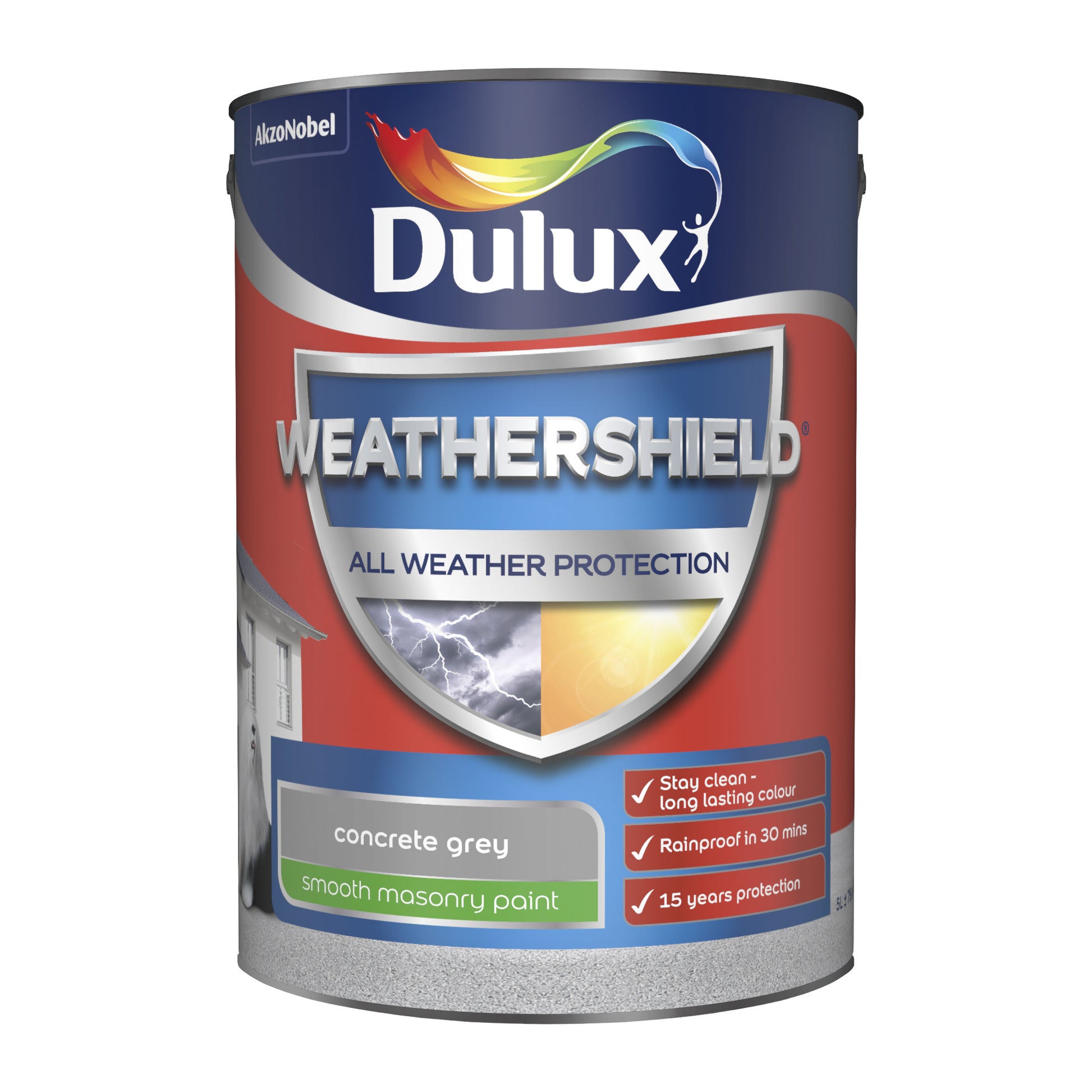 Dulux Weathershield All Weather Protection Smooth Masonry Paint - Concrete Grey - 250ml