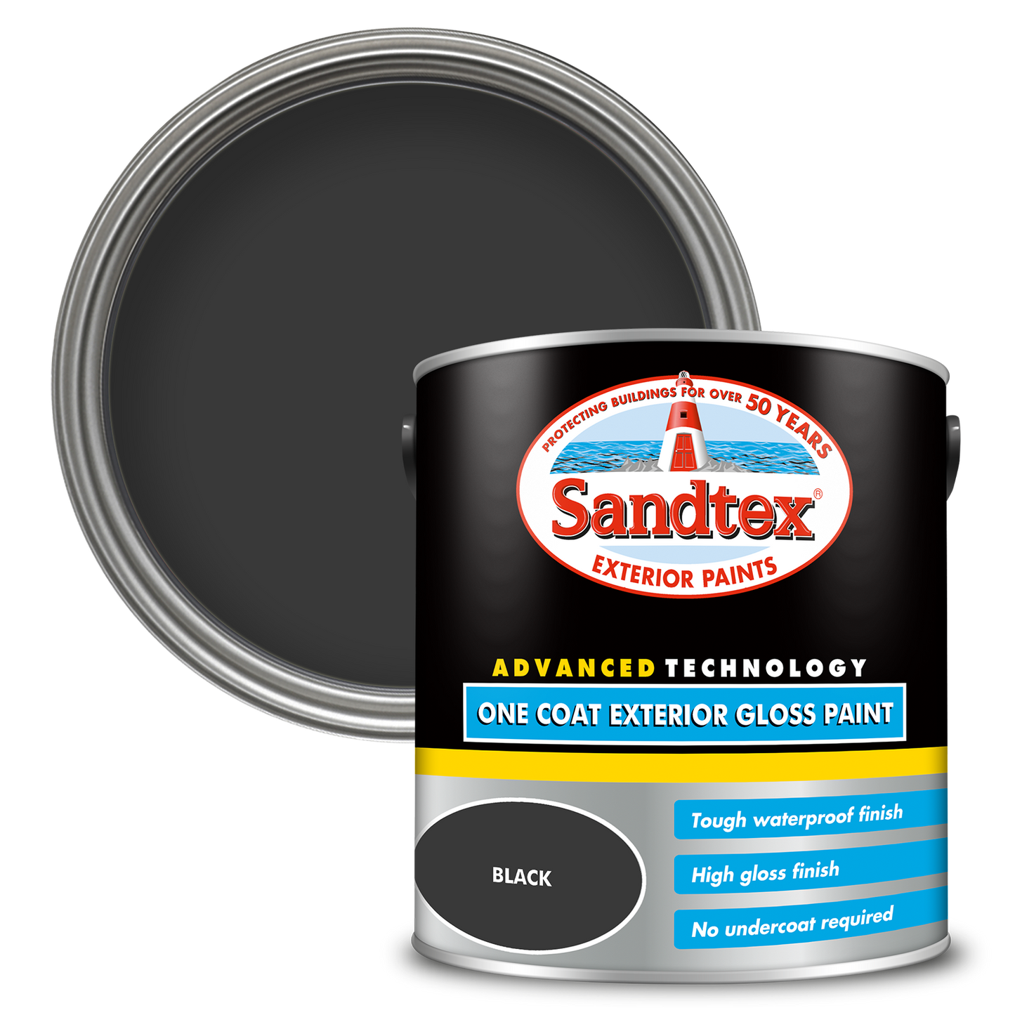 Sandtex One Coat Exterior Gloss Paint - Black