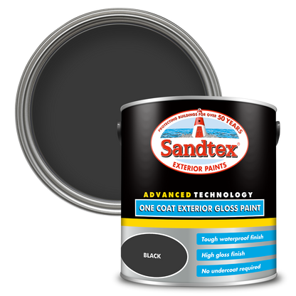 Sandtex One Coat Exterior Gloss Paint - Black