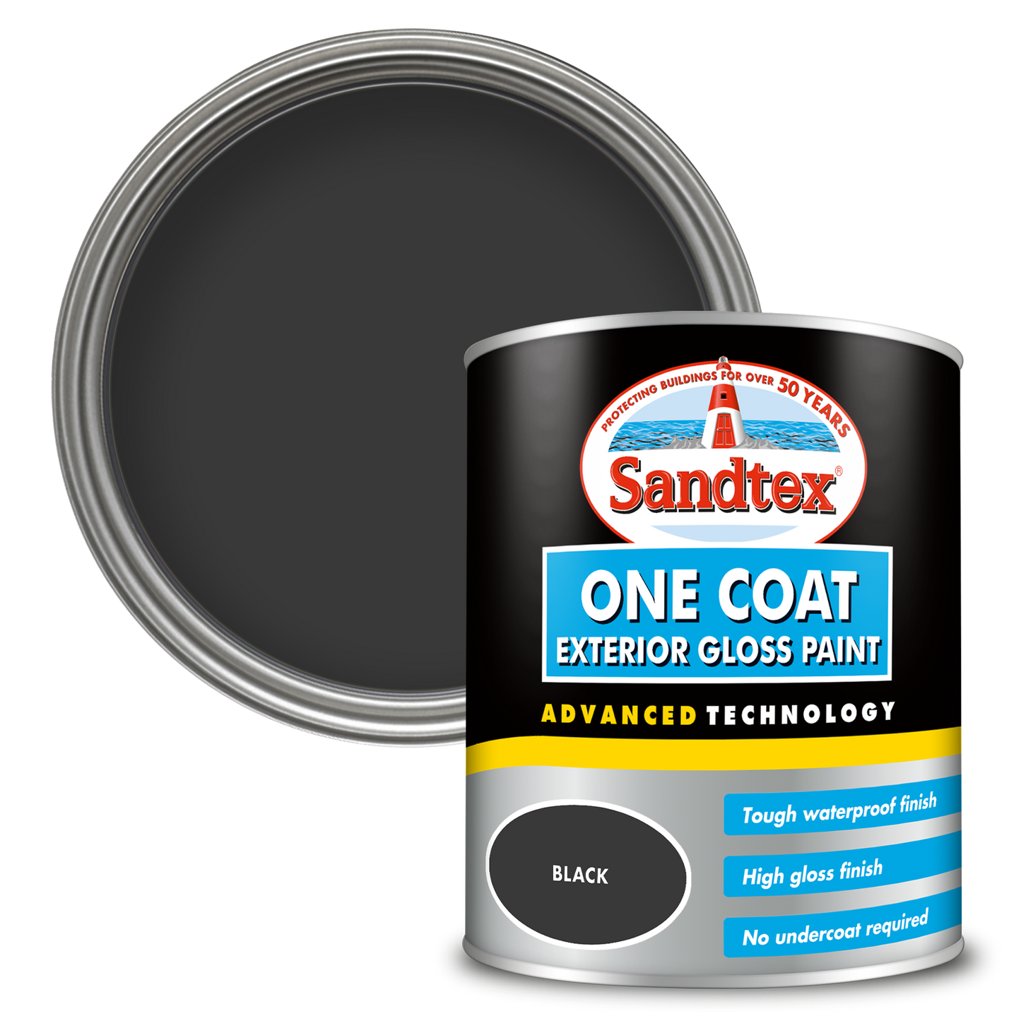 Sandtex One Coat Exterior Gloss Paint - Black