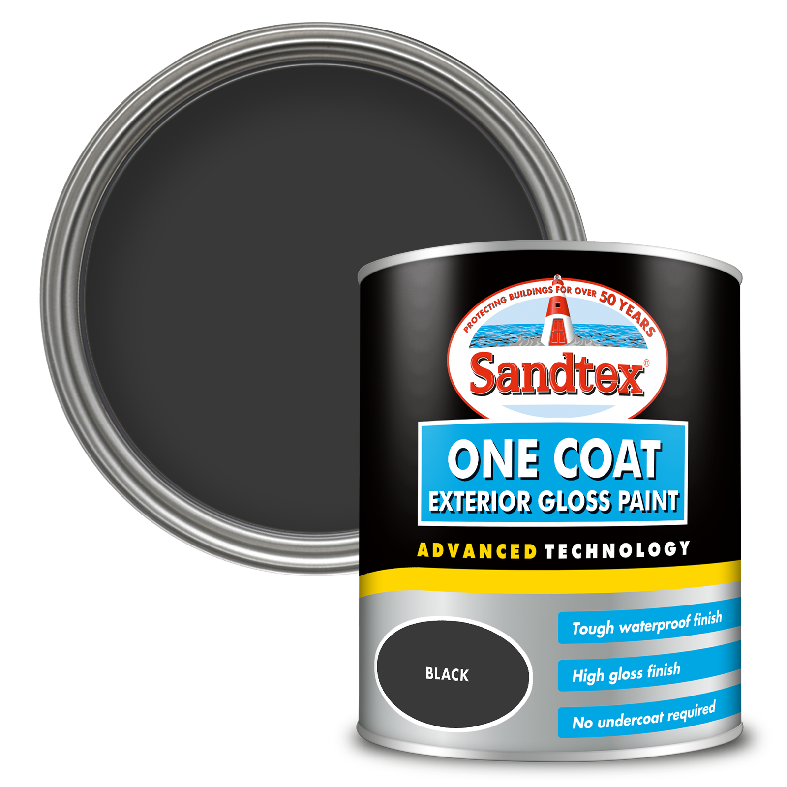 Sandtex One Coat Exterior Gloss Paint - Black
