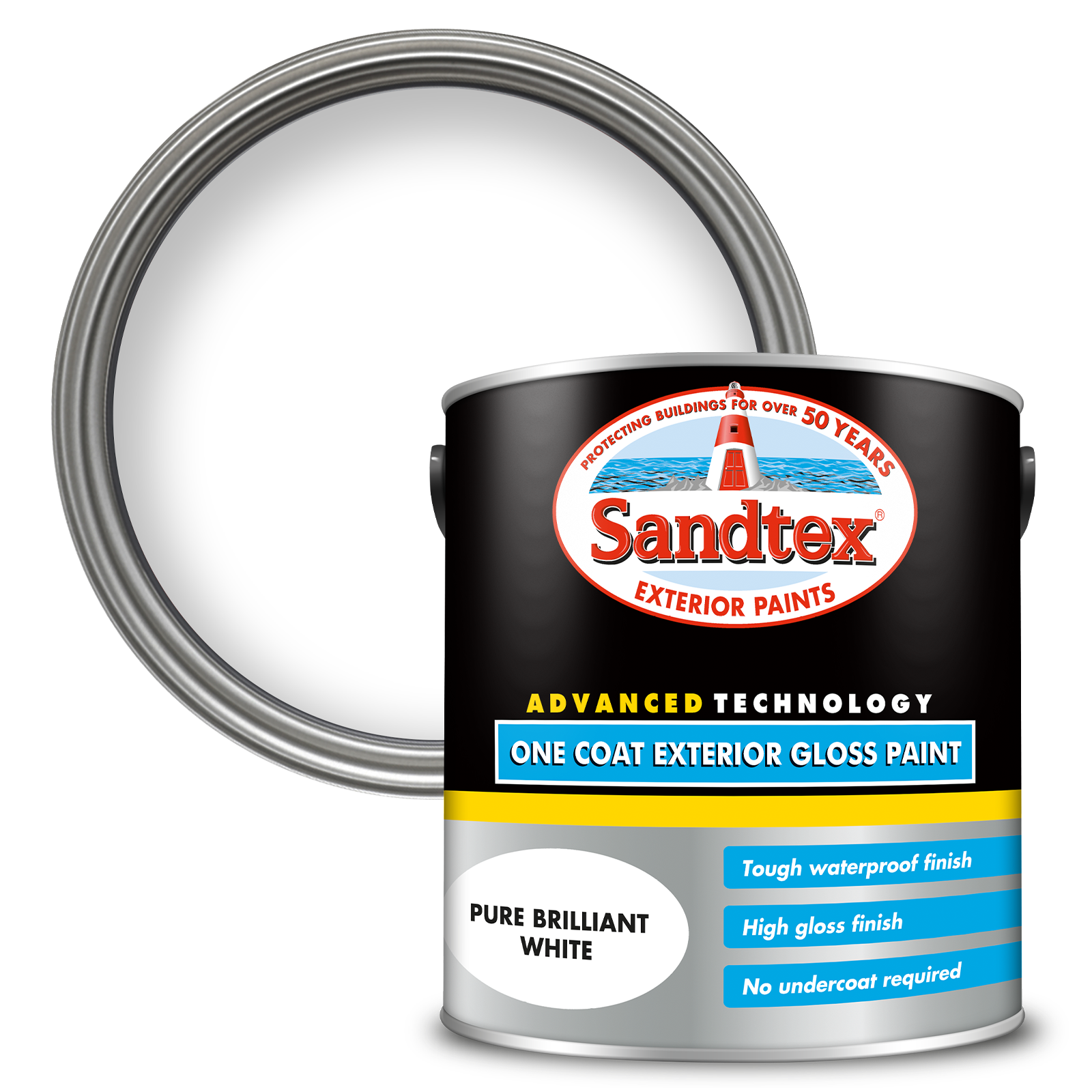 Sandtex One Coat Exterior Gloss Paint - Brilliant White