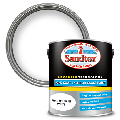 Sandtex One Coat Exterior Gloss Paint - Brilliant White