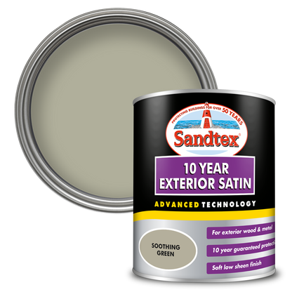 Sandtex 10 Year Exterior Satin Paint - Soothing Green - 750ml