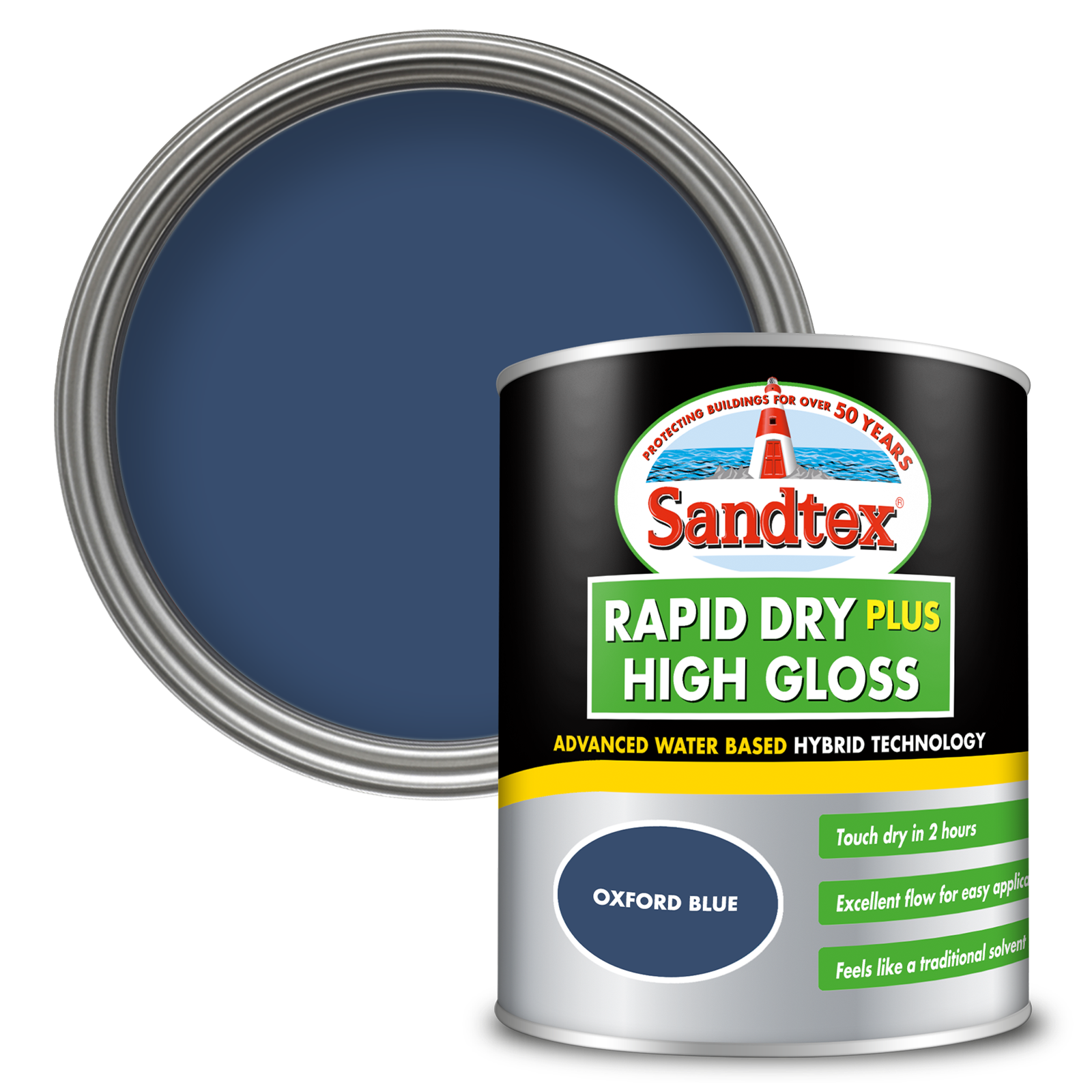 Sandtex Rapid Dry Plus High Gloss Paint - Oxford Blue - 750ml