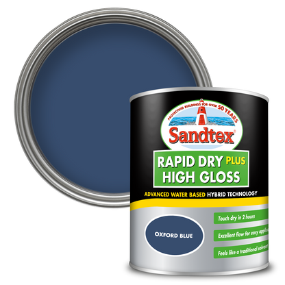 Sandtex Rapid Dry Plus High Gloss Paint - Oxford Blue - 750ml