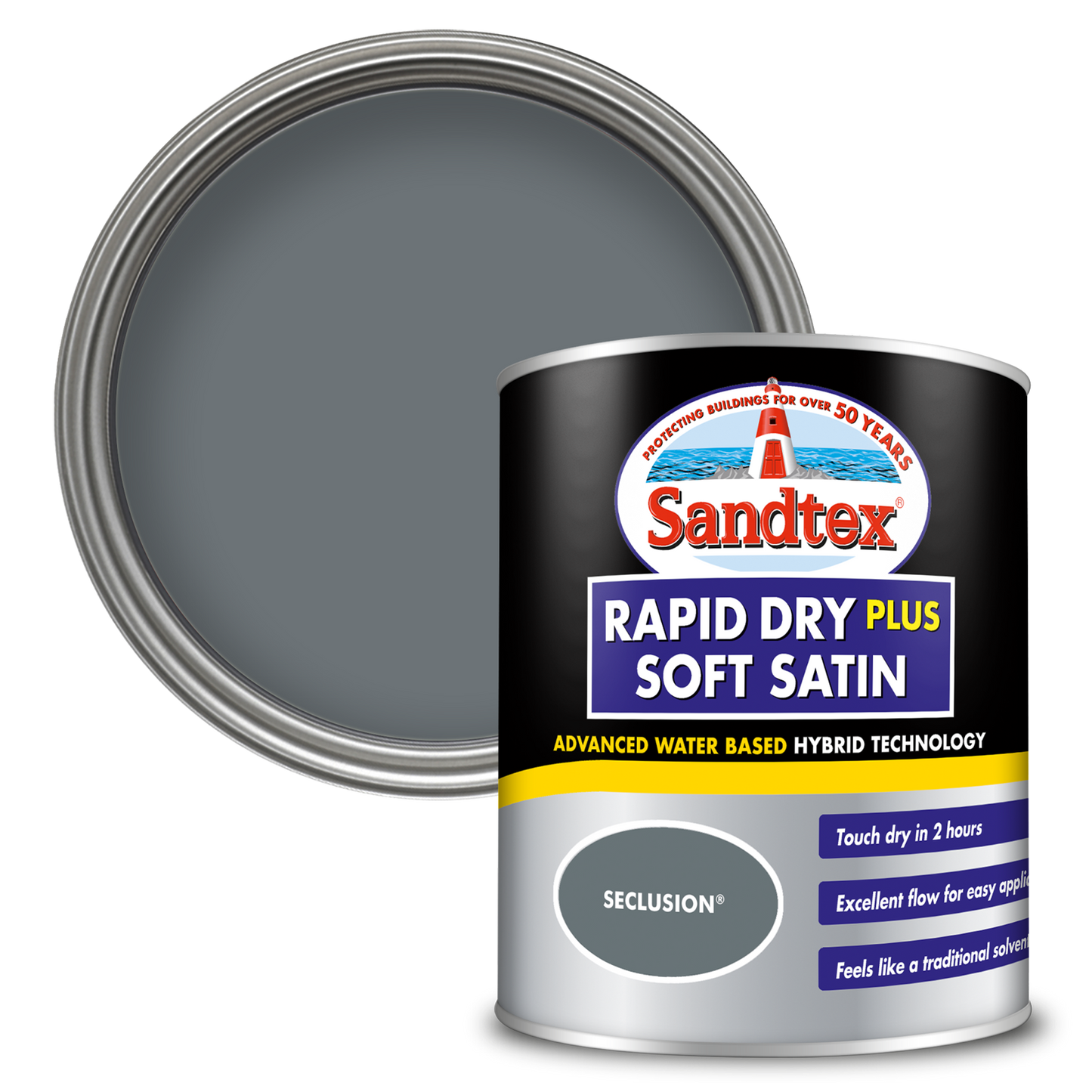 Sandtex Rapid Dry Plus Soft Satin Paint - Seclusion - 750ml