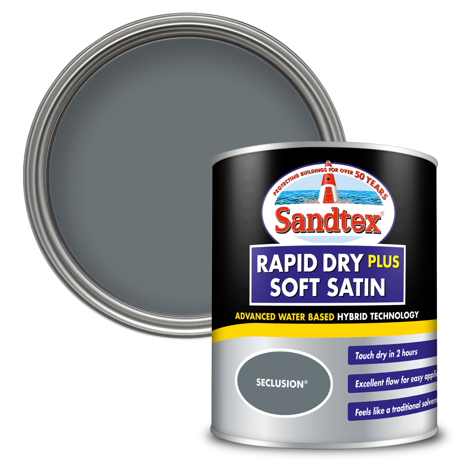 Sandtex Rapid Dry Plus Soft Satin Paint - Seclusion - 750ml