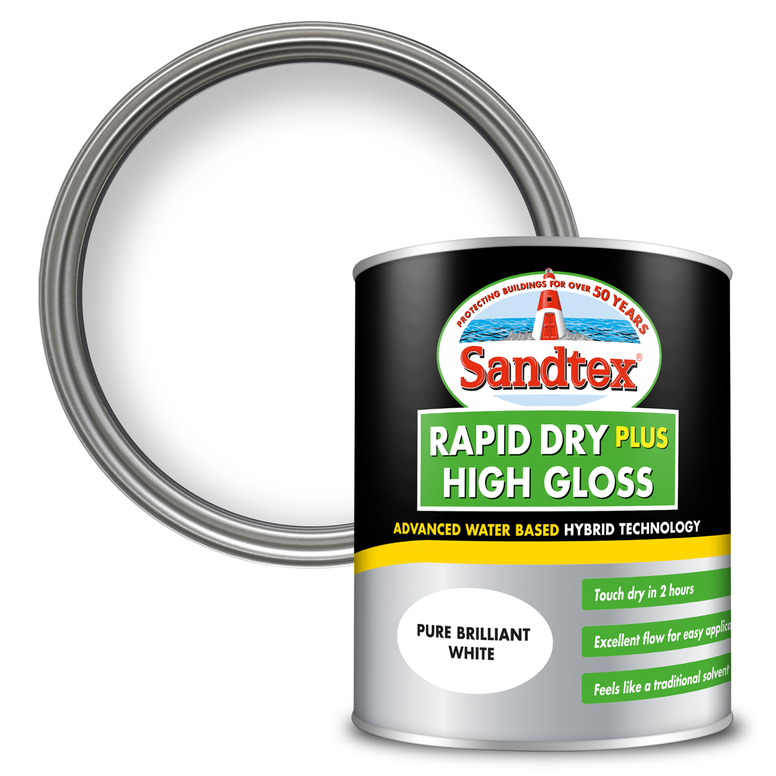 Sandtex Rapid Dry Plus High Gloss Paint - Brilliant White