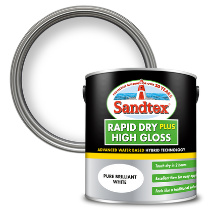 Sandtex Rapid Dry Plus High Gloss Paint - Brilliant White