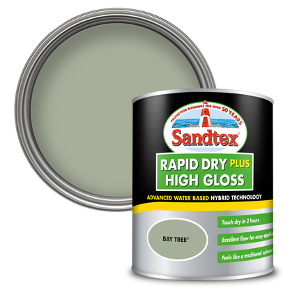 Sandtex Rapid Dry Plus High Gloss Paint - Bay Tree - 750ml