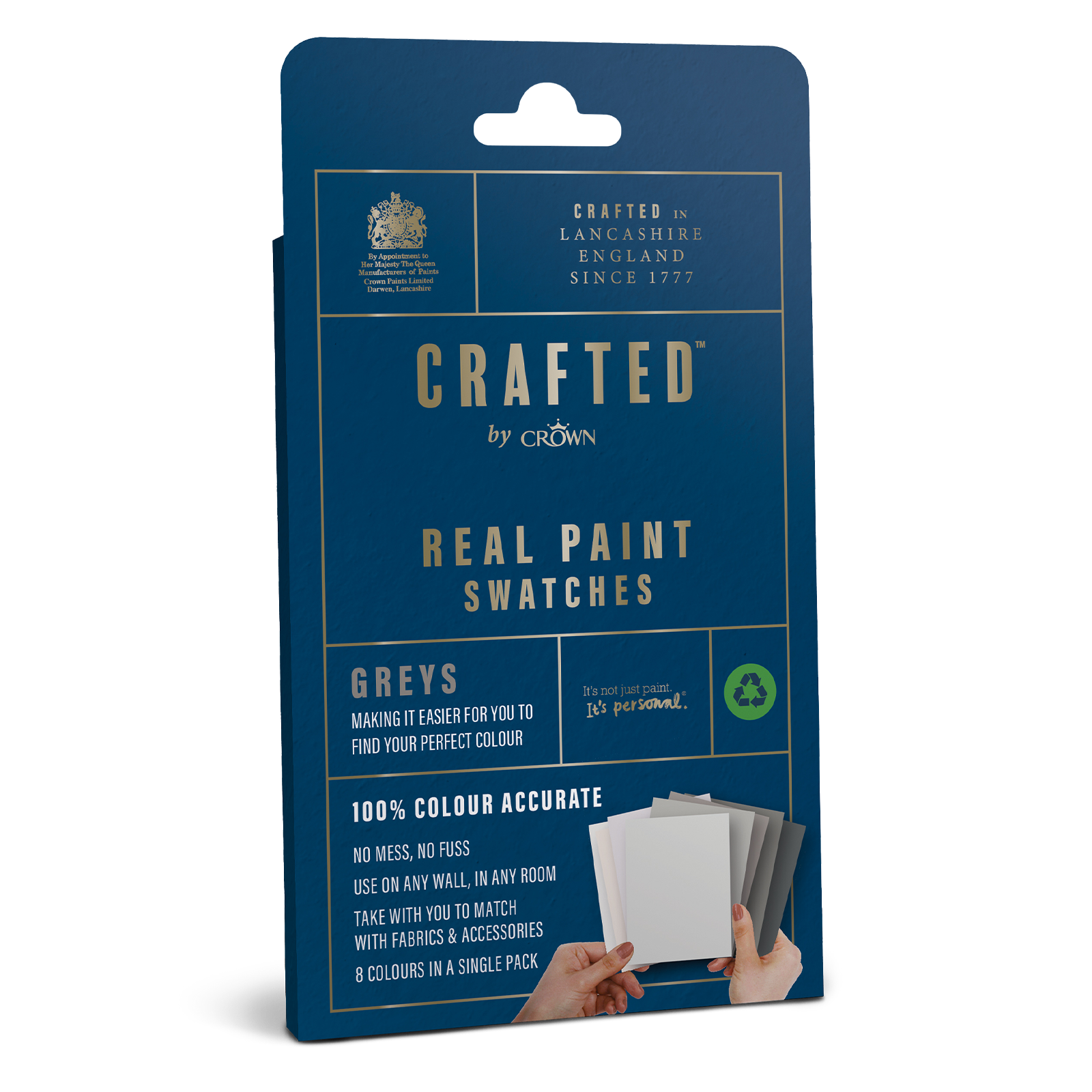 Crown Crafted Real Paint Swatches - Greys (Pack of 8)