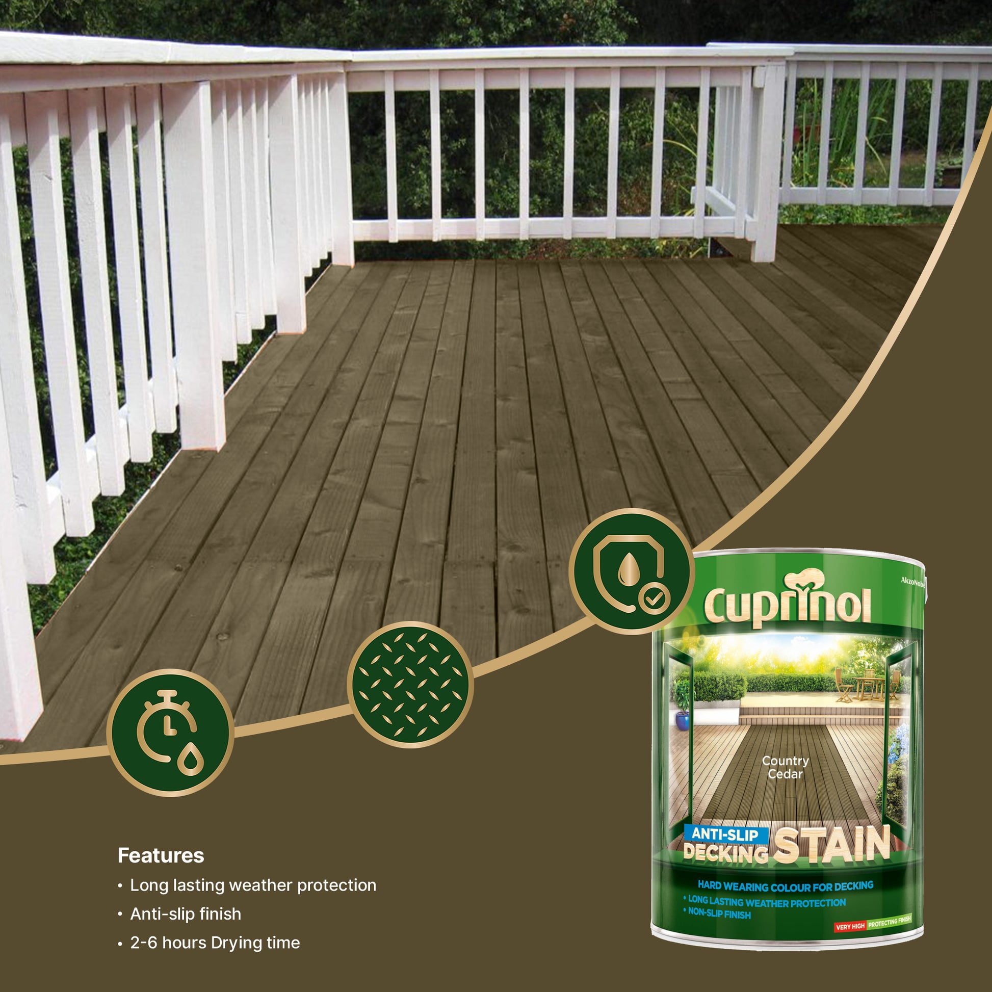 Cuprinol Anti-Slip Decking Stain - 5 Litre