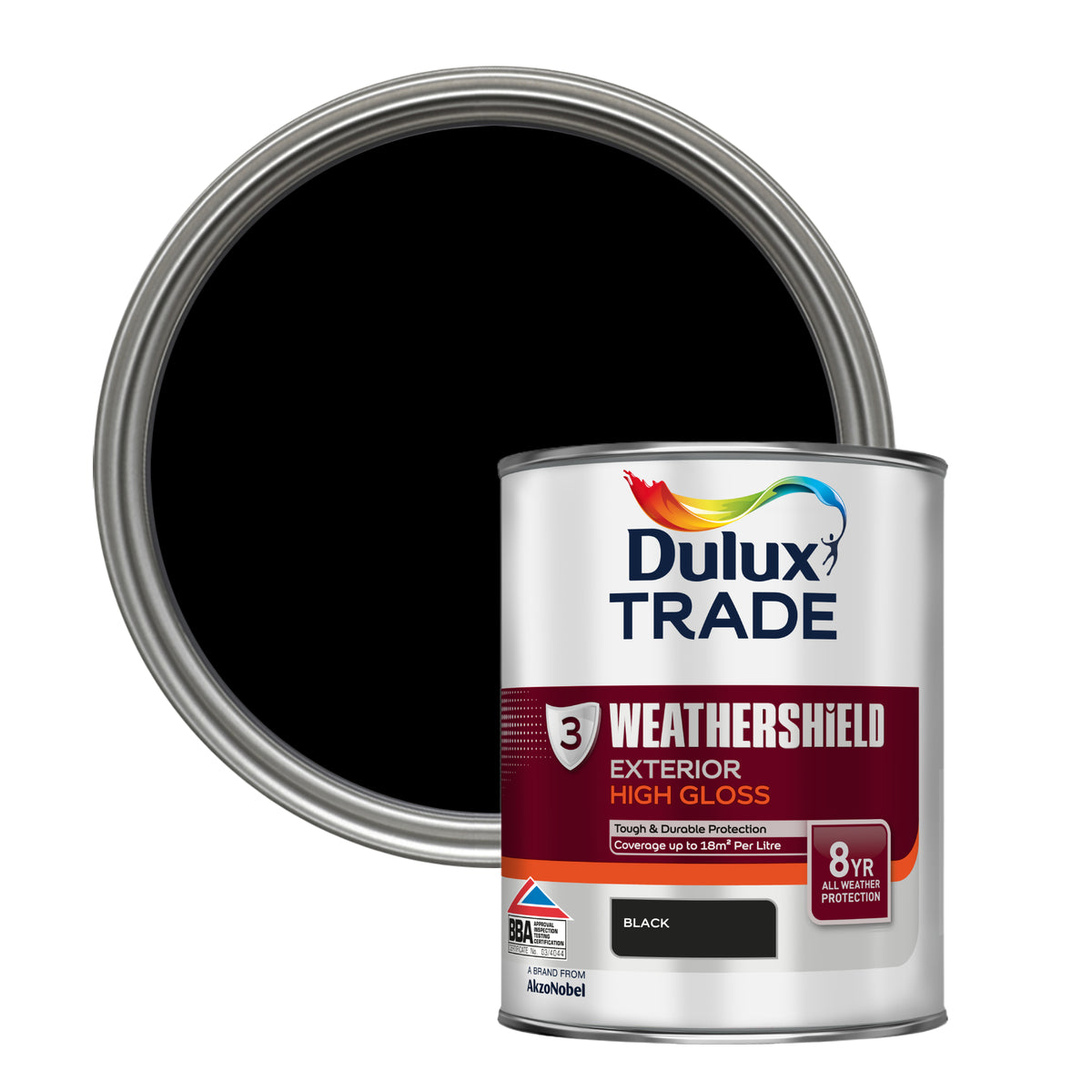 Dulux Trade WeatherShield Exterior Gloss Paint - Black