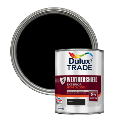 Dulux Trade WeatherShield Exterior Gloss Paint - Black