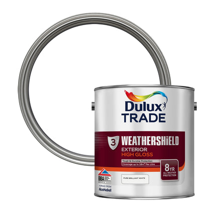 Dulux Trade WeatherShield Exterior Gloss Paint - Pure Brilliant White