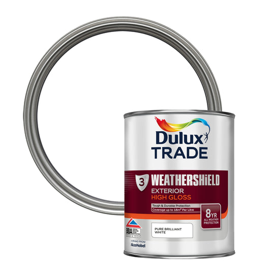 Dulux Trade WeatherShield Exterior Gloss Paint - Pure Brilliant White