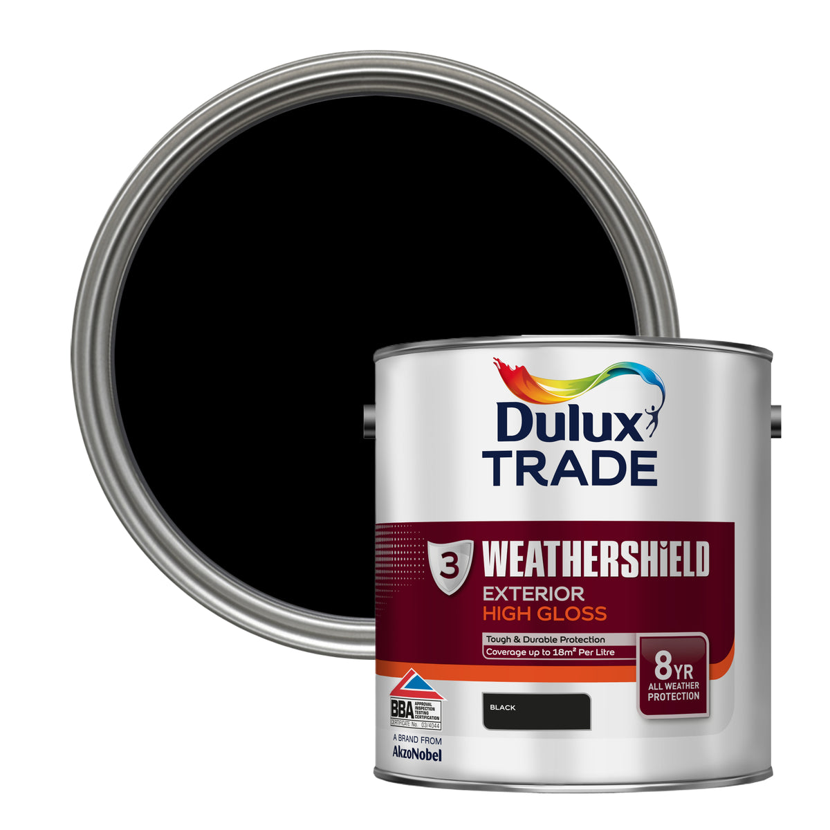 Dulux Trade WeatherShield Exterior Gloss Paint - Black
