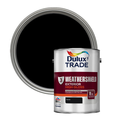 Dulux Trade WeatherShield Exterior Gloss Paint - Black