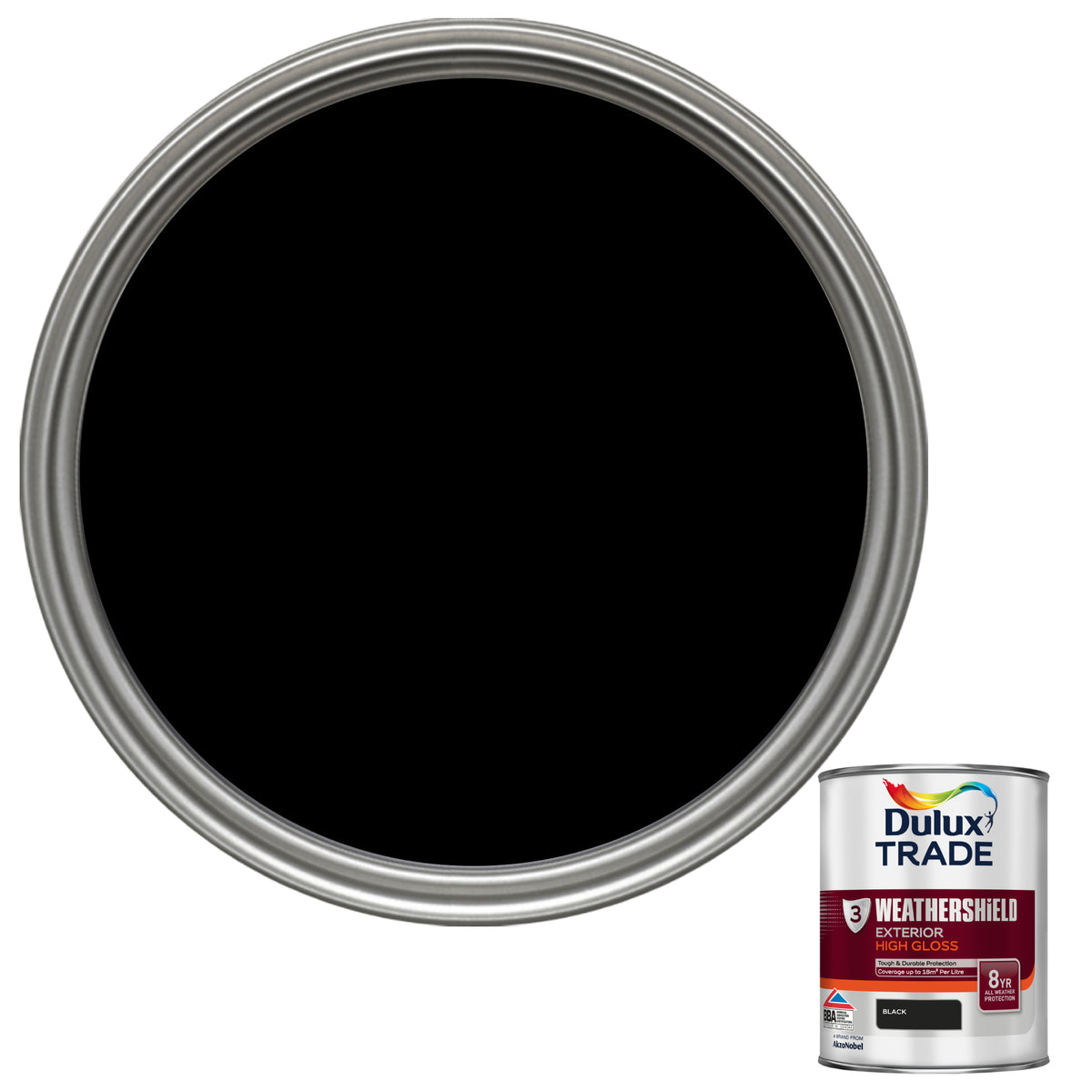 Dulux Trade WeatherShield Exterior Gloss Paint - Black
