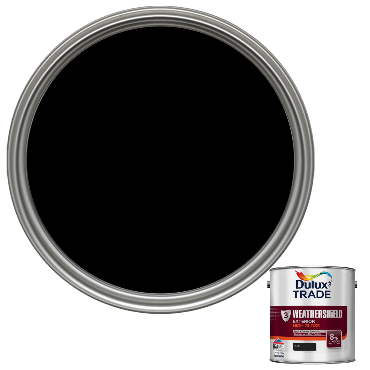 Dulux Trade WeatherShield Exterior Gloss Paint - Black