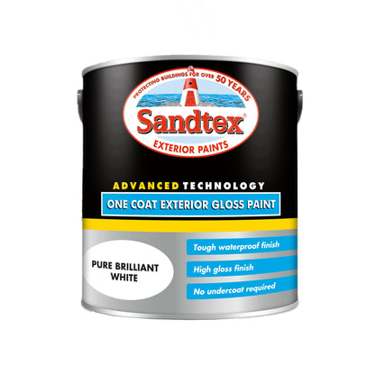 Sandtex One Coat Exterior Gloss Paint - Brilliant White
