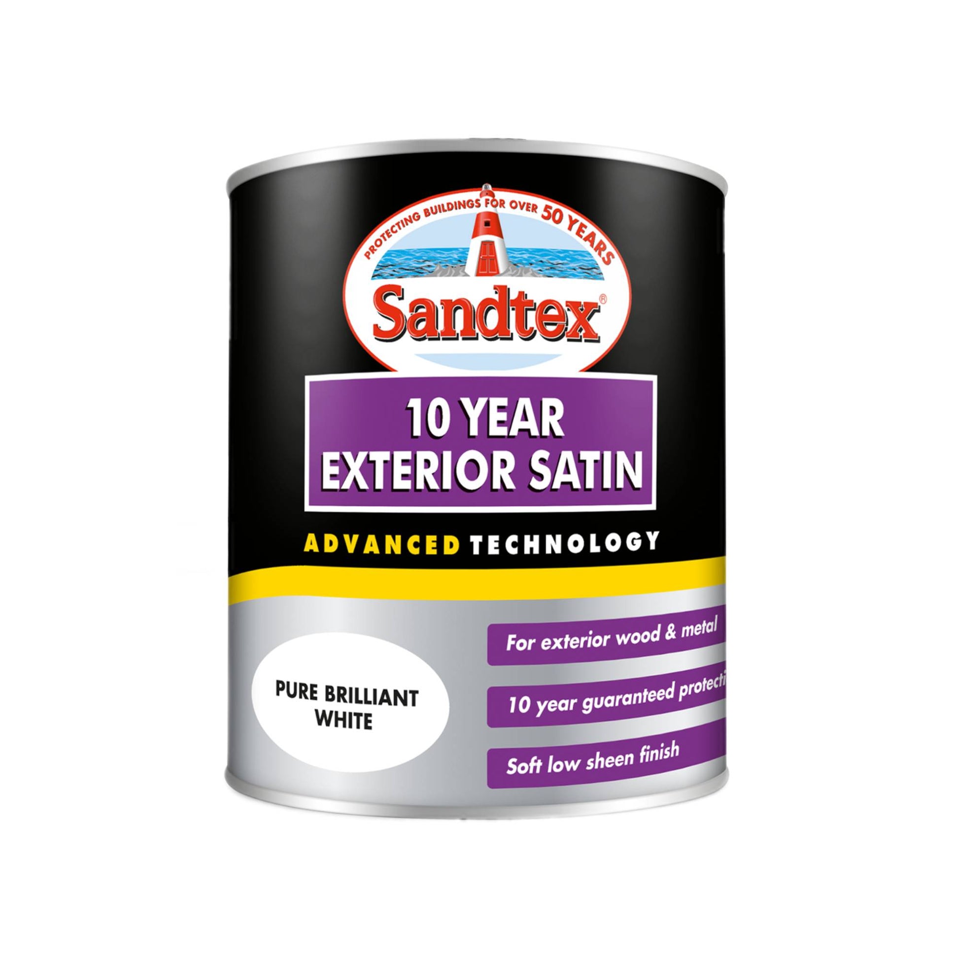 Sandtex 10 Year Exterior Satin Paint - Brilliant White
