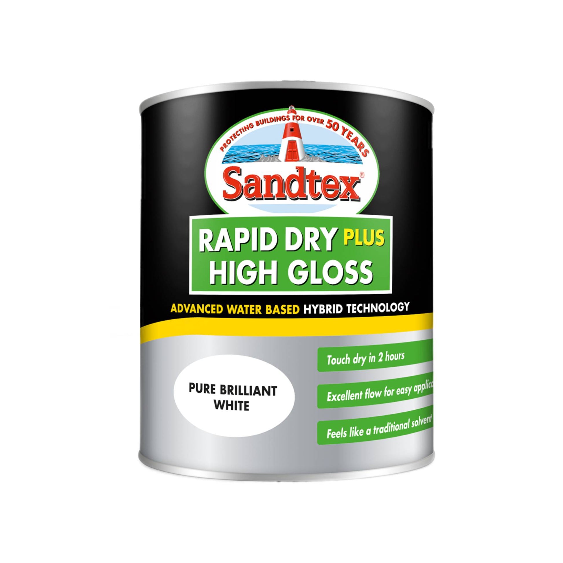 Sandtex Rapid Dry Plus High Gloss Paint - Brilliant White