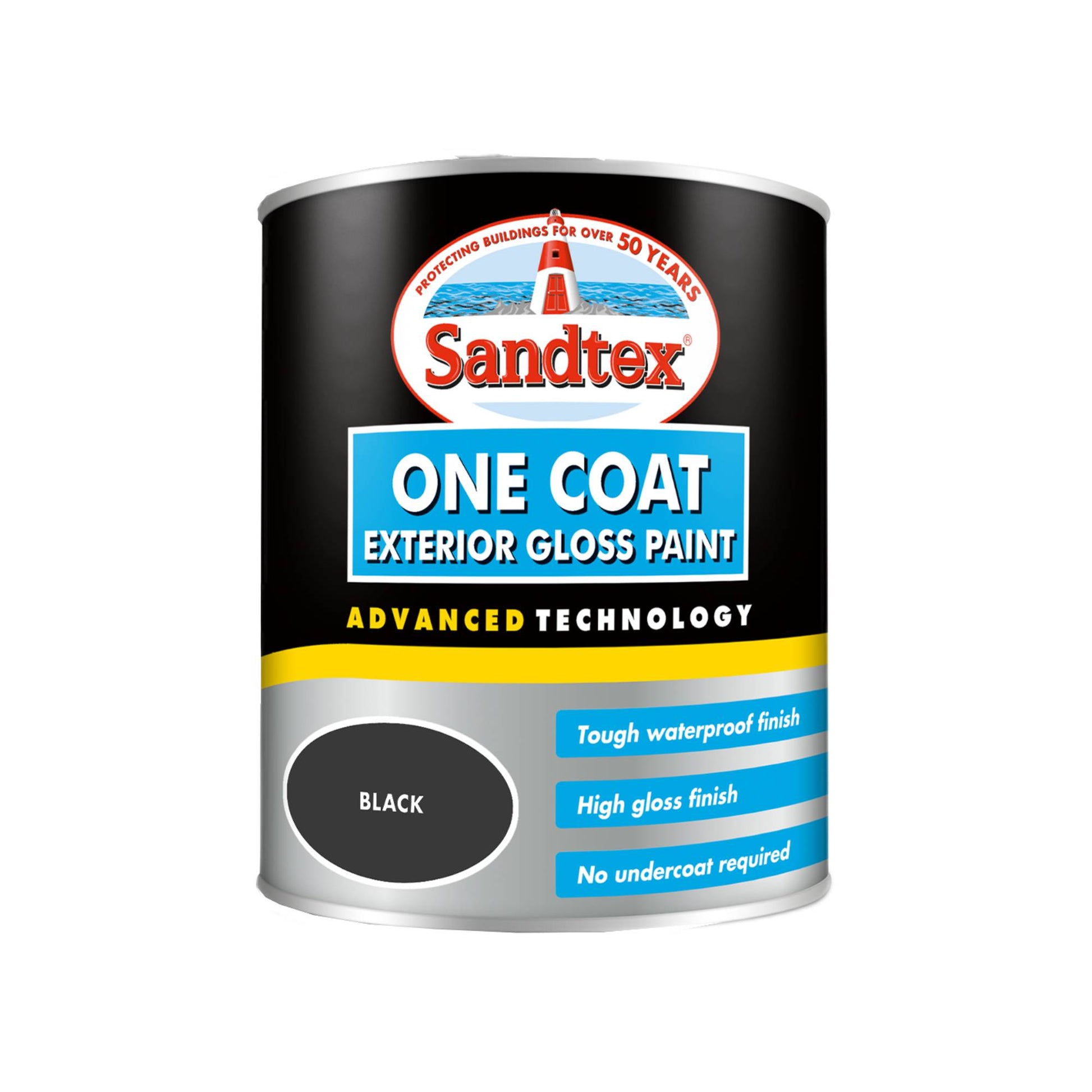 Sandtex One Coat Exterior Gloss Paint - Black