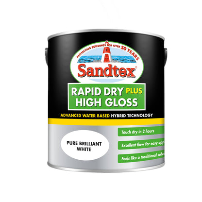 Sandtex Rapid Dry Plus High Gloss Paint - Brilliant White