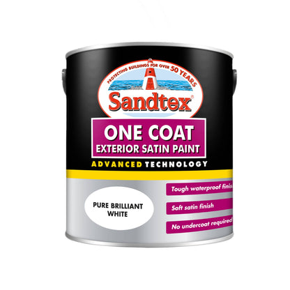 Sandtex One Coat Exterior Satin Paint - Pure Brilliant White