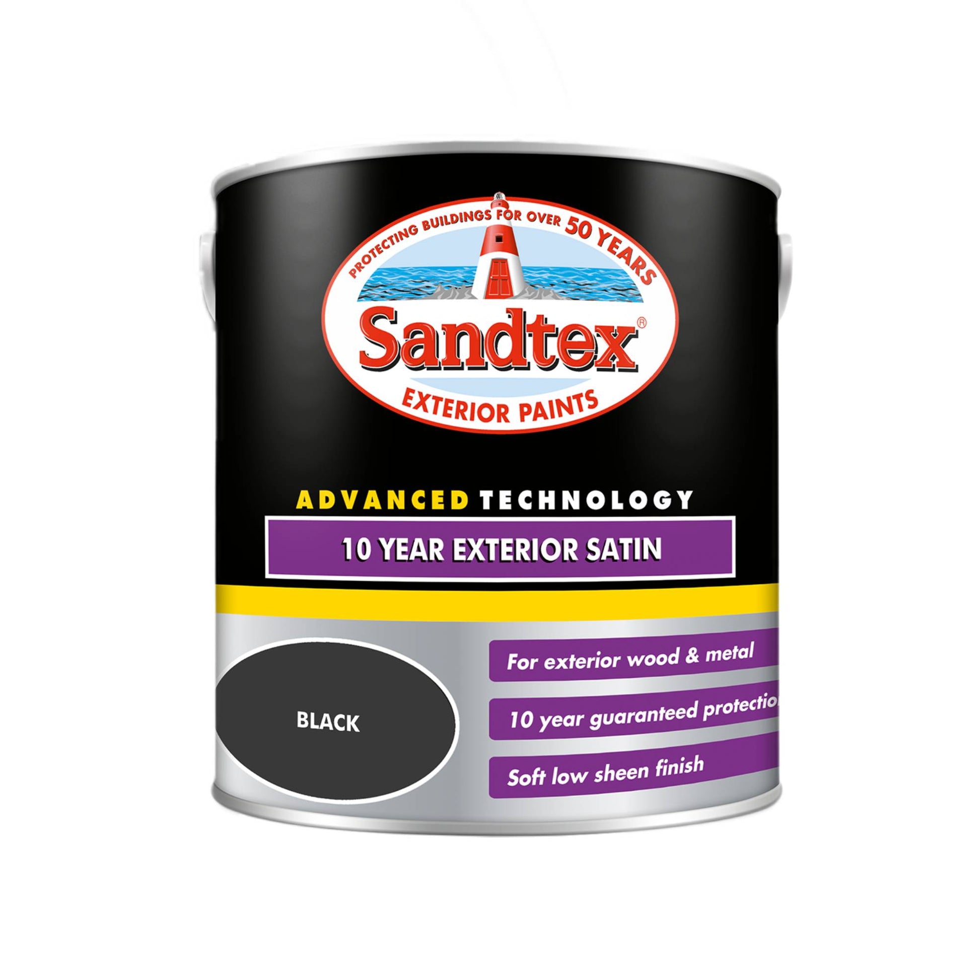 Sandtex 10 Year Exterior Satin Paint - Black
