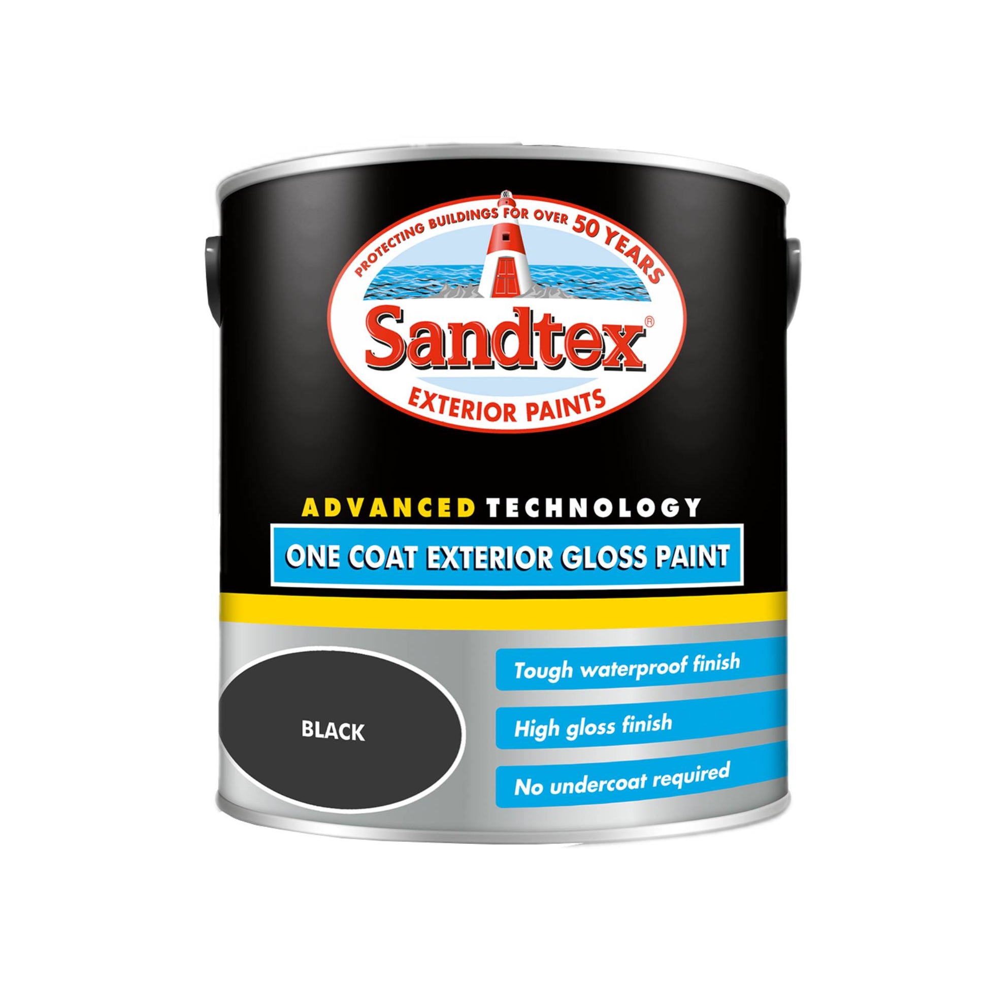 Sandtex One Coat Exterior Gloss Paint - Black