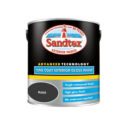 Sandtex One Coat Exterior Gloss Paint - Black
