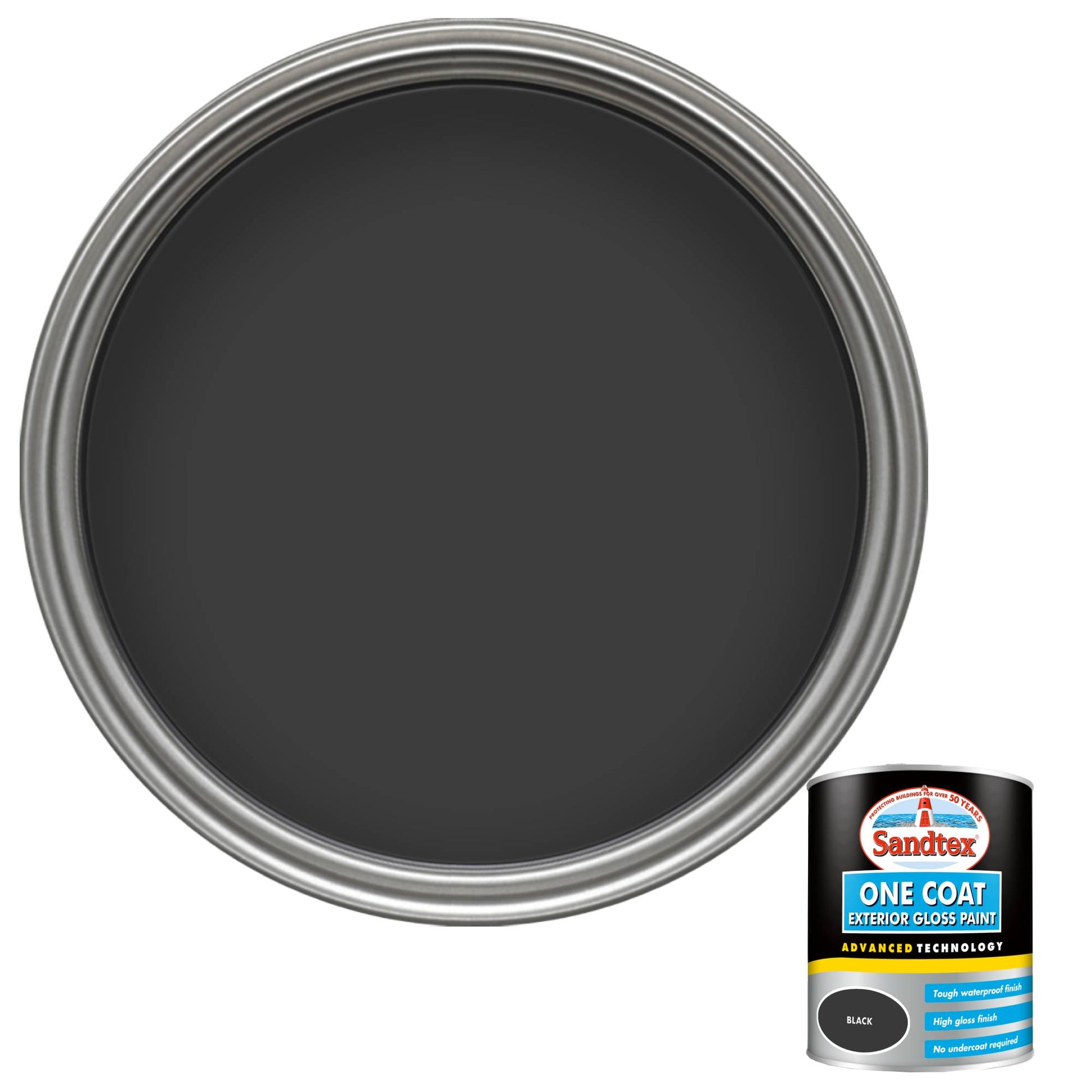 Sandtex One Coat Exterior Gloss Paint - Black