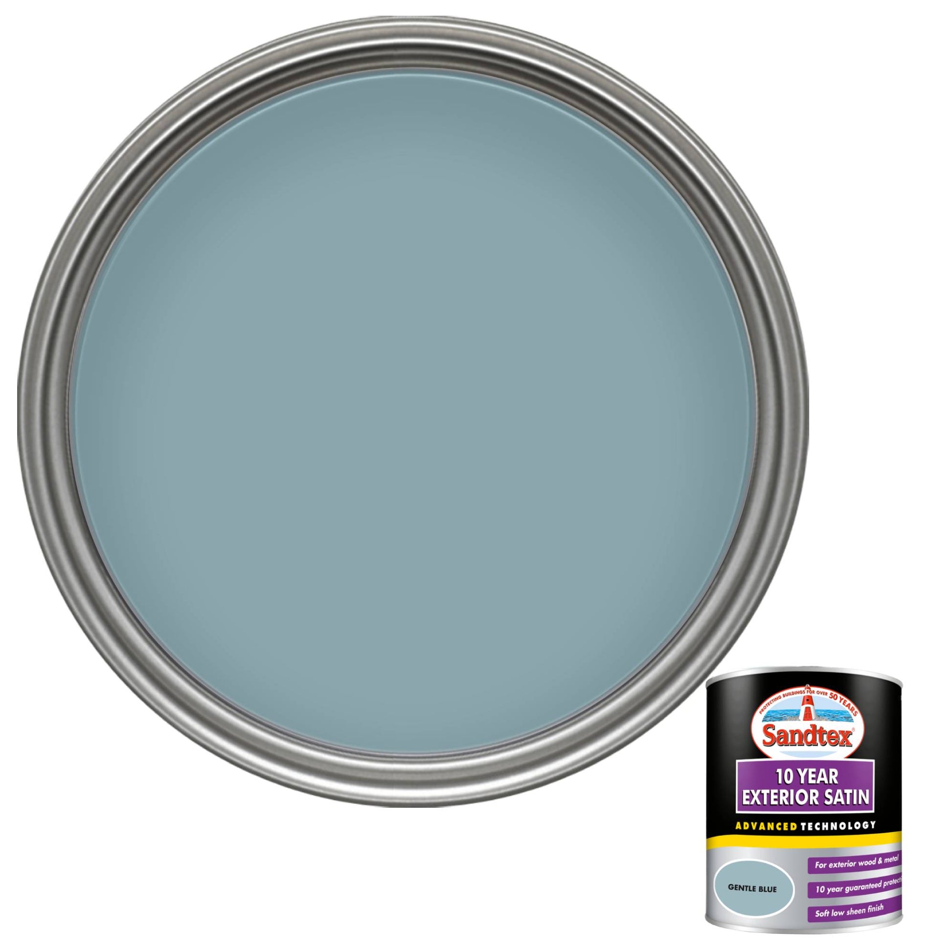Sandtex 10 Year Exterior Satin Paint - Gentle Blue - 750ml