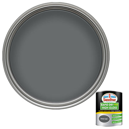 Sandtex Rapid Dry Plus High Gloss Paint - Smokey Grey - 750ml