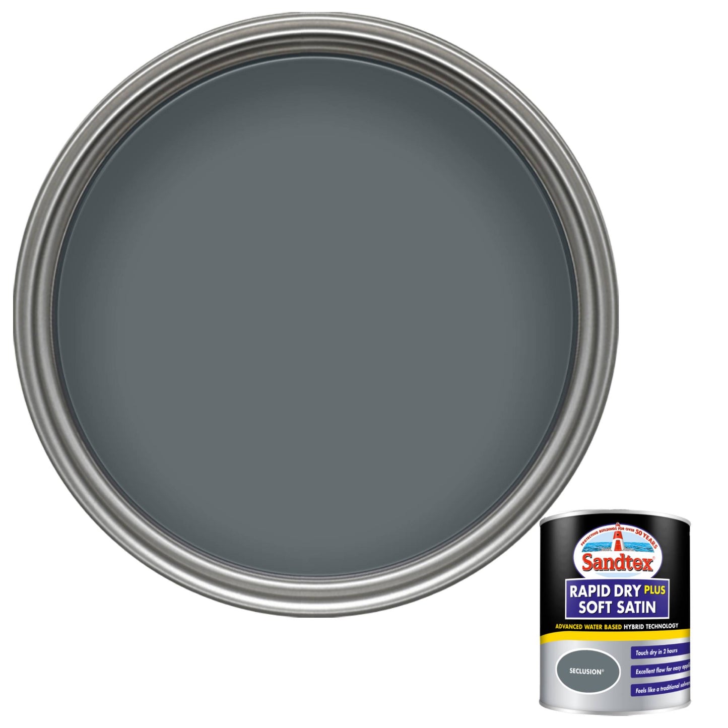 Sandtex Rapid Dry Plus Soft Satin Paint - Seclusion - 750ml